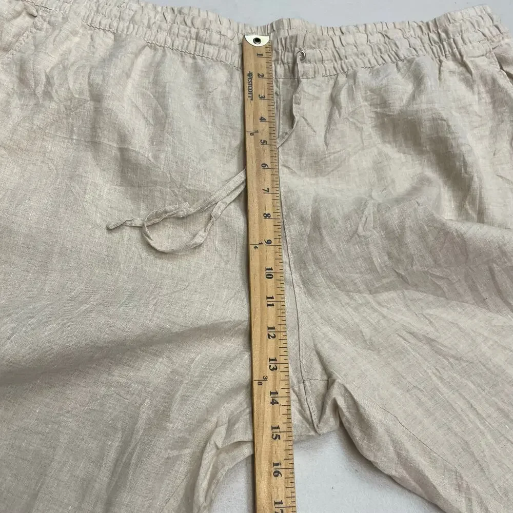 H&M Beige Linen Pants Women's Size XXL 100% Linen NWT Minimalist Coastal